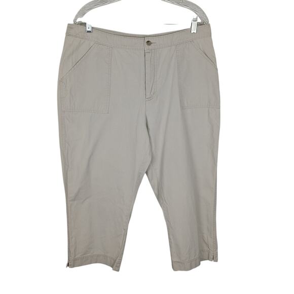 Woolrich wmns crop pants sz15 waist 36" ins 21.5" rise 12" Stone/beige cotton - Picture 1 of 7